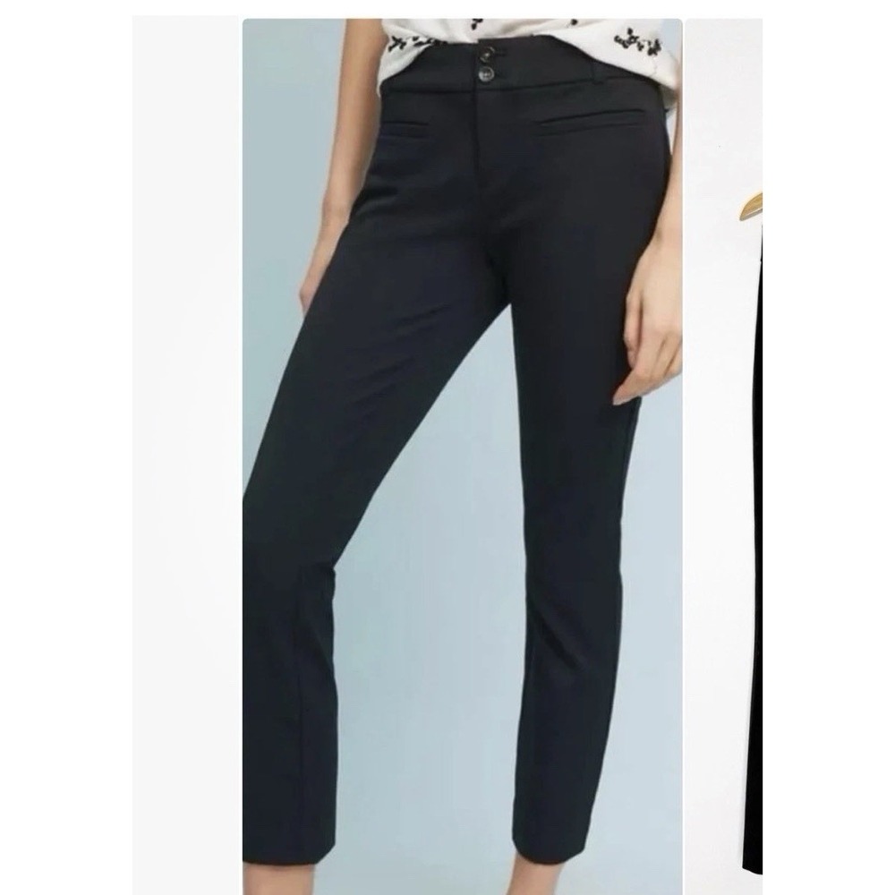 Anthropologie The Essential Slim Black Pants Size 2 Ankle Stretch Preppy Career - Picture 1 of 10